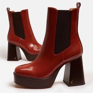 CIRCUS BY SAM EDELMAN STACE PLATFORM CHELSEA BOOTS SIZE 8 BURNT TOFFEE